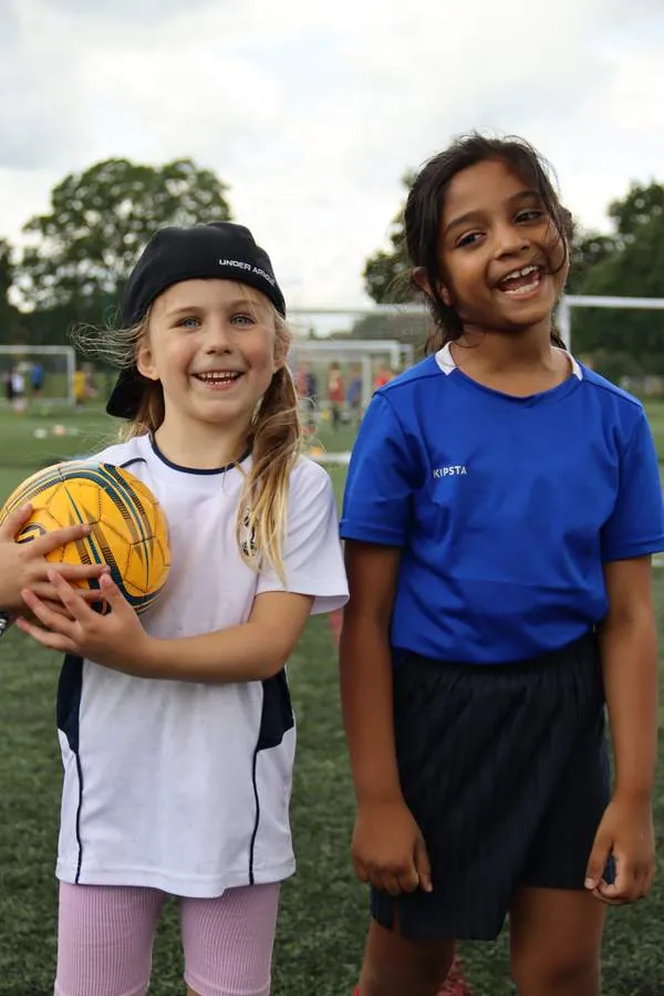Girls at a uSports girls only football holiday camp
